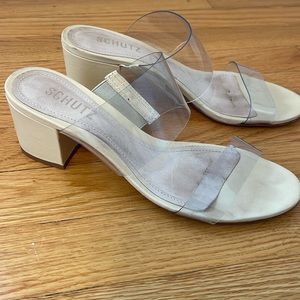 Shutz Clear Nude Victorie Block Heel Sandal